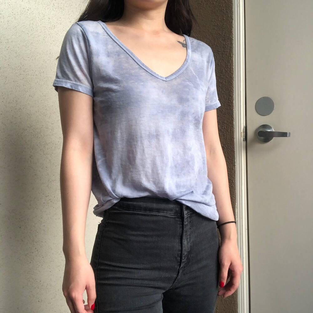 Custom reworked hand tie dye burnout grunge vneck tshirt small